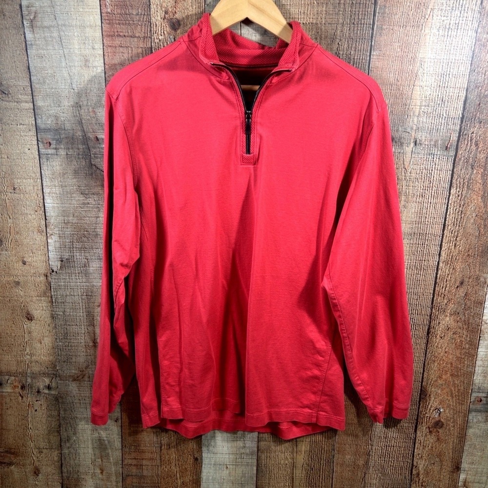Tommy Bahama Quarter Zip Pullover Mens Medium Salmon Pink Pima Cotton Modal Golf